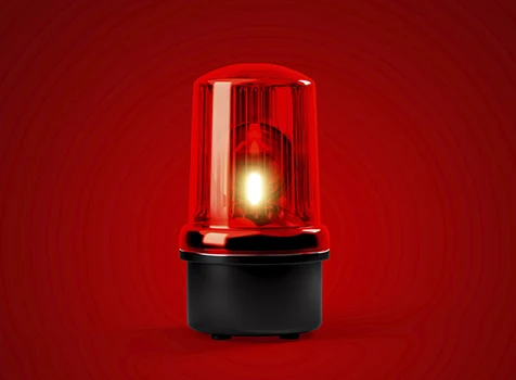 Baliza roja de advertencia encendida