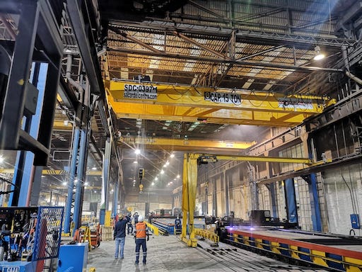 Grúas viajeras modernizadas en planta
