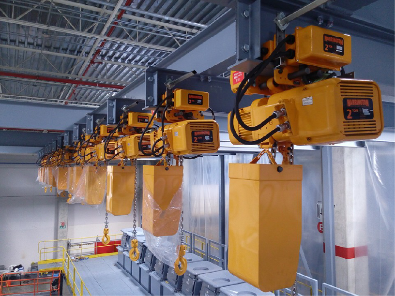 Polipastos Harrington en planta industrial